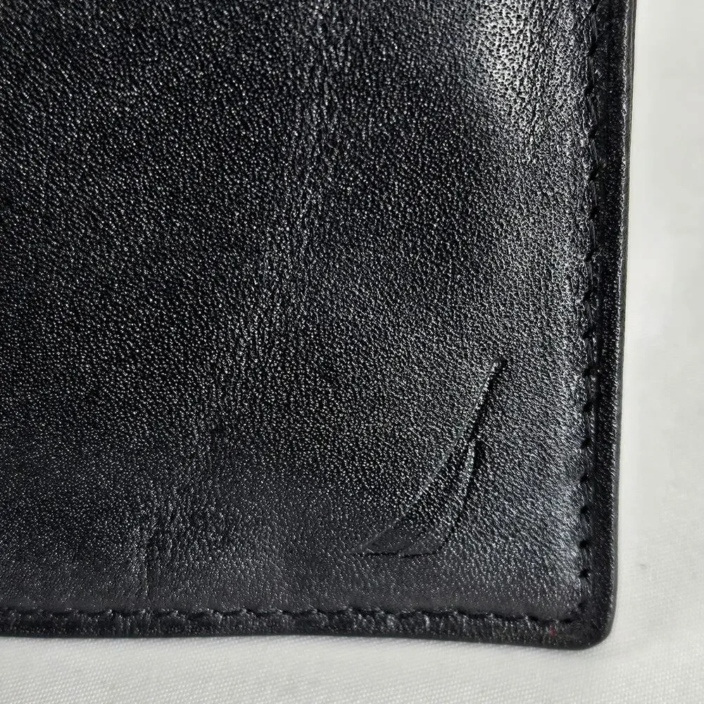 NAUTICA MEN'S BLACK LEATHER WALLET – 4 CARD HOLDER WITH MONEY CLIP & POCKET